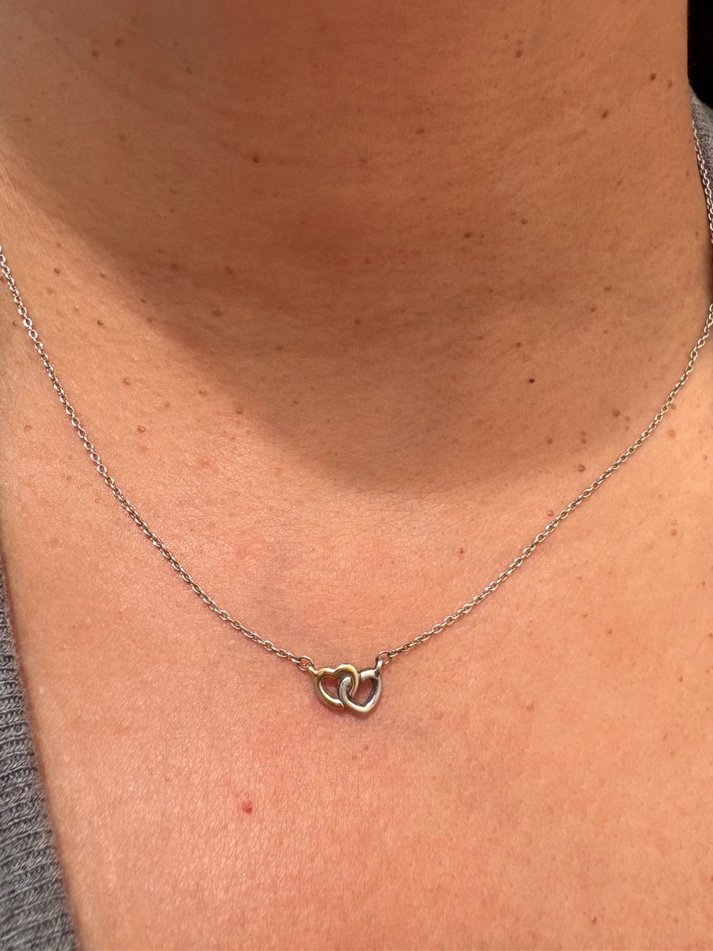 Pandora Interlocking Heart Necklace - Silver and Gold Two-Tone